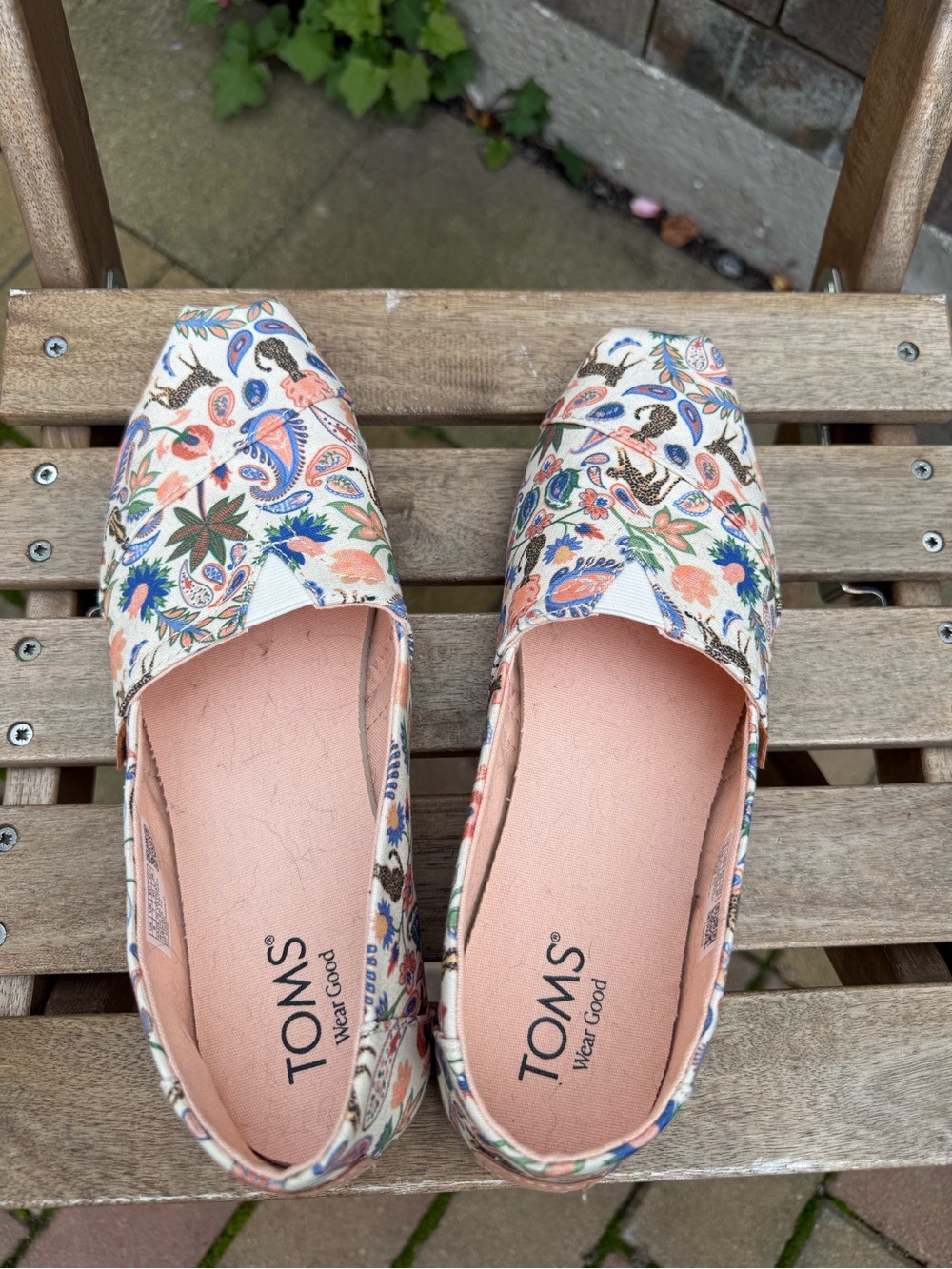 Toms Floral Canvas Slip-Ons in Cream, Pink, Blue, Green